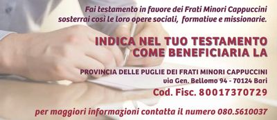 Fai testamento in favore dei Frati Minori Cappuccini